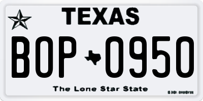 TX license plate BOP0950