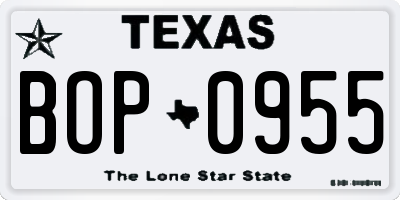 TX license plate BOP0955