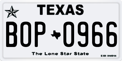 TX license plate BOP0966