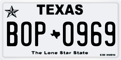 TX license plate BOP0969