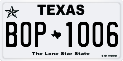 TX license plate BOP1006