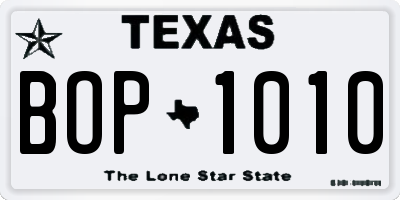 TX license plate BOP1010