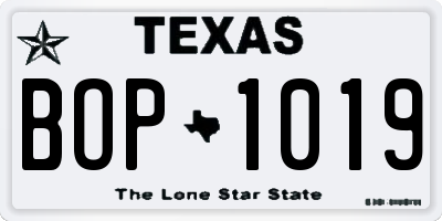 TX license plate BOP1019