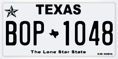 TX license plate BOP1048