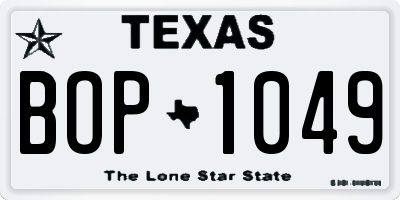 TX license plate BOP1049