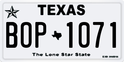TX license plate BOP1071