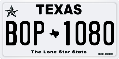 TX license plate BOP1080