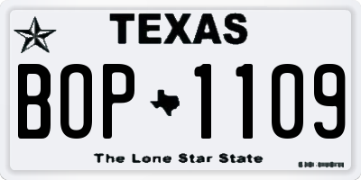 TX license plate BOP1109