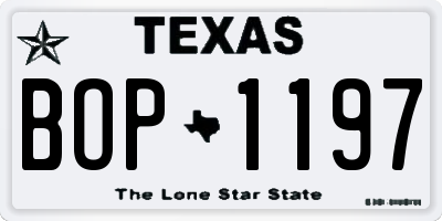 TX license plate BOP1197
