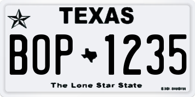 TX license plate BOP1235