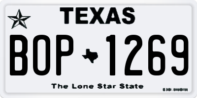 TX license plate BOP1269