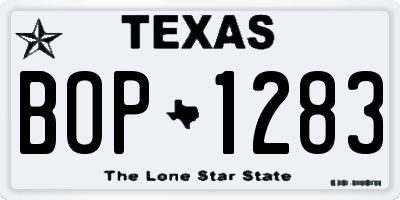 TX license plate BOP1283