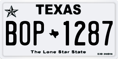 TX license plate BOP1287