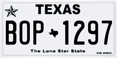 TX license plate BOP1297