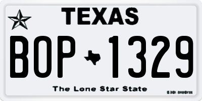 TX license plate BOP1329