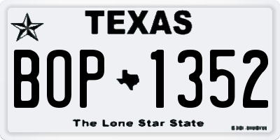 TX license plate BOP1352