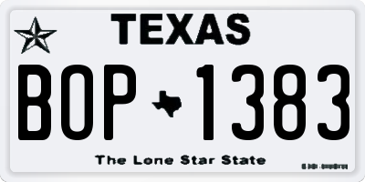 TX license plate BOP1383