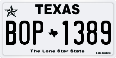 TX license plate BOP1389
