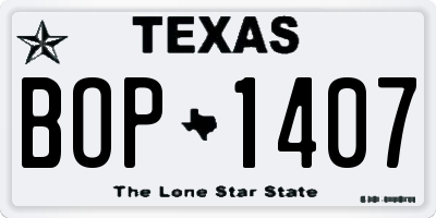 TX license plate BOP1407