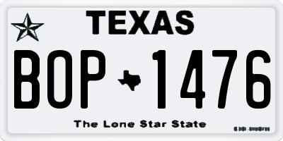 TX license plate BOP1476