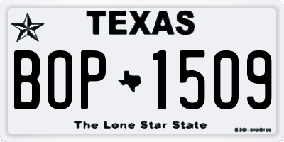 TX license plate BOP1509