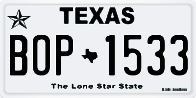 TX license plate BOP1533