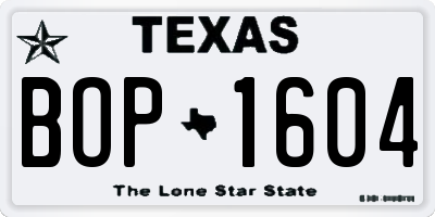 TX license plate BOP1604