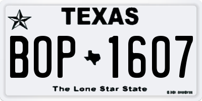 TX license plate BOP1607