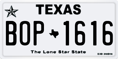 TX license plate BOP1616