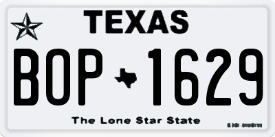 TX license plate BOP1629