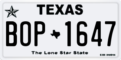TX license plate BOP1647