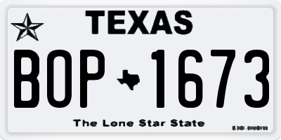 TX license plate BOP1673