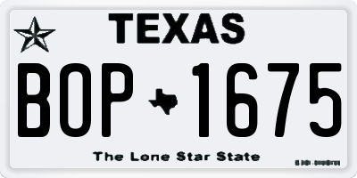TX license plate BOP1675