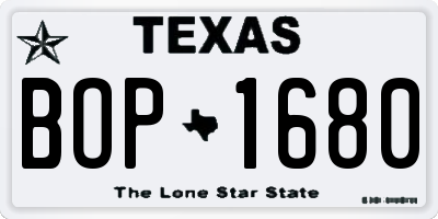 TX license plate BOP1680
