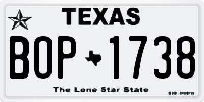 TX license plate BOP1738