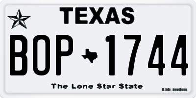 TX license plate BOP1744