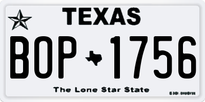 TX license plate BOP1756