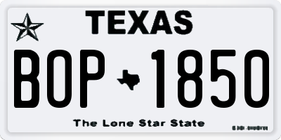 TX license plate BOP1850