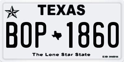TX license plate BOP1860