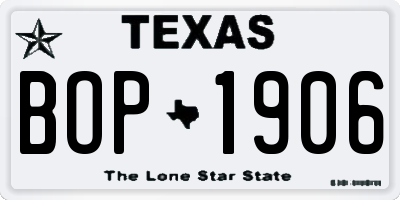TX license plate BOP1906