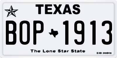 TX license plate BOP1913