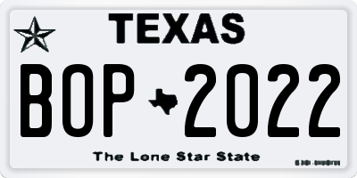 TX license plate BOP2022