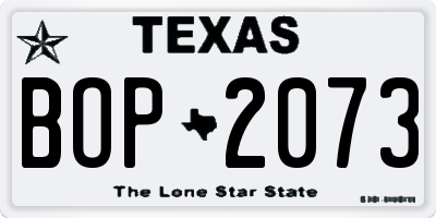 TX license plate BOP2073