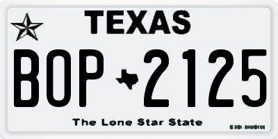 TX license plate BOP2125