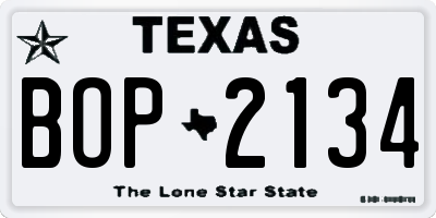 TX license plate BOP2134