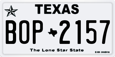 TX license plate BOP2157