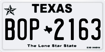 TX license plate BOP2163