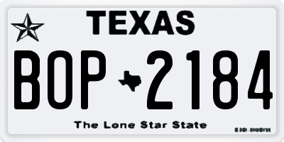 TX license plate BOP2184