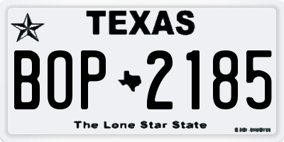 TX license plate BOP2185