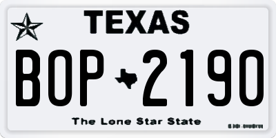 TX license plate BOP2190